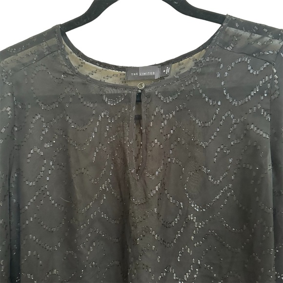 The Limited Black Sheer Blouse w/ Top Button Detail in Size Medium - Picture 3 of 6